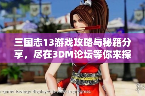三国志13游戏攻略与秘籍分享，尽在3DM论坛等你来探索