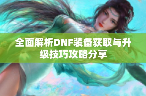全面解析DNF装备获取与升级技巧攻略分享