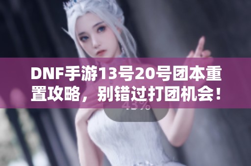 DNF手游13号20号团本重置攻略，别错过打团机会！