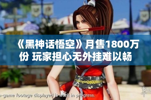 《黑神话悟空》月售1800万份 玩家担心无外挂难以畅玩