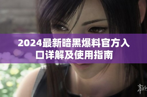 2024最新暗黑爆料官方入口详解及使用指南