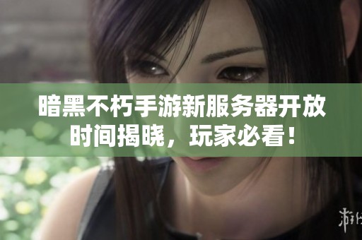 暗黑不朽手游新服务器开放时间揭晓，玩家必看！