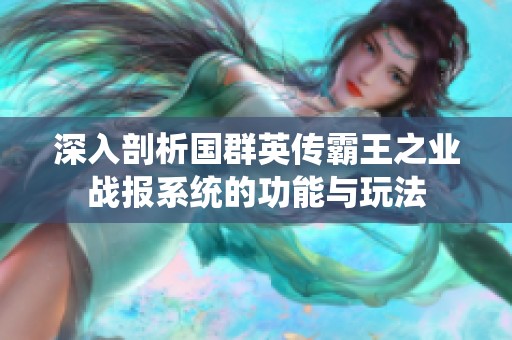 深入剖析国群英传霸王之业战报系统的功能与玩法