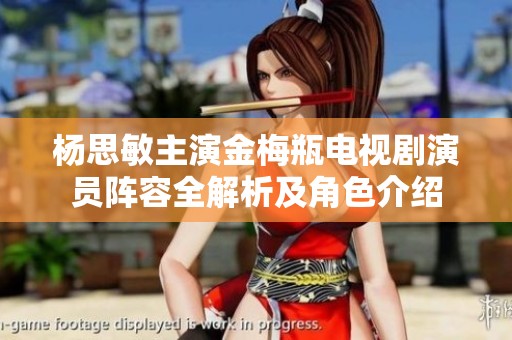 杨思敏主演金梅瓶电视剧演员阵容全解析及角色介绍