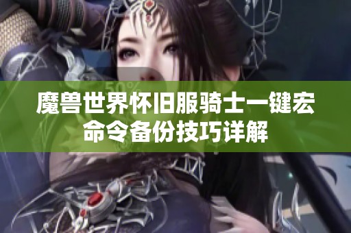 魔兽世界怀旧服骑士一键宏命令备份技巧详解