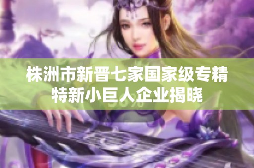 株洲市新晋七家国家级专精特新小巨人企业揭晓