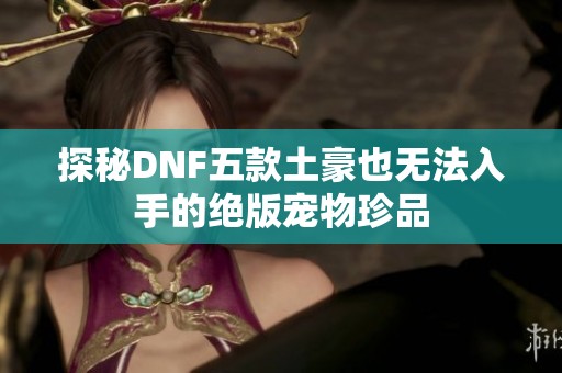 探秘DNF五款土豪也无法入手的绝版宠物珍品