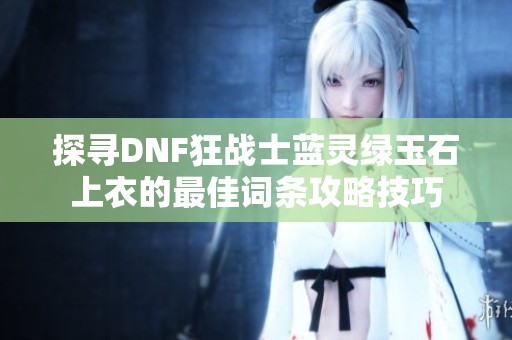 探寻DNF狂战士蓝灵绿玉石上衣的最佳词条攻略技巧