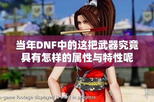 当年DNF中的这把武器究竟具有怎样的属性与特性呢