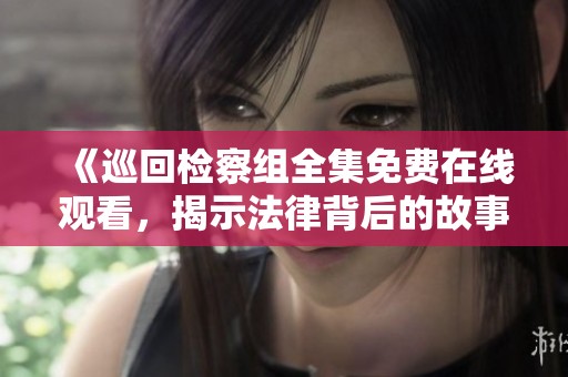 《巡回检察组全集免费在线观看，揭示法律背后的故事》