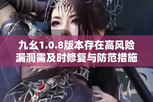 九幺1.0.8版本存在高风险漏洞需及时修复与防范措施