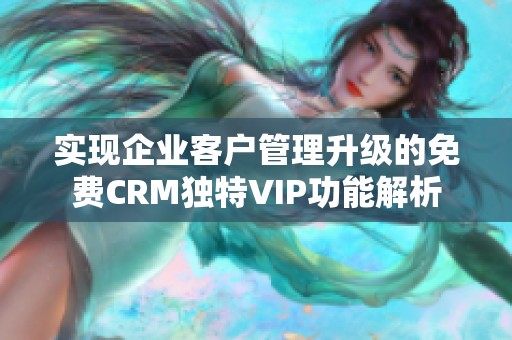 实现企业客户管理升级的免费CRM独特VIP功能解析