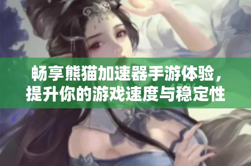 畅享熊猫加速器手游体验，提升你的游戏速度与稳定性