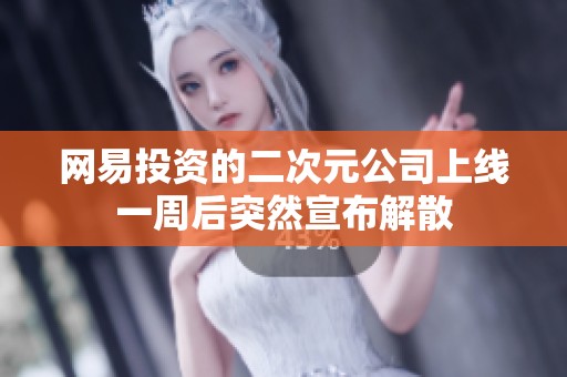 网易投资的二次元公司上线一周后突然宣布解散