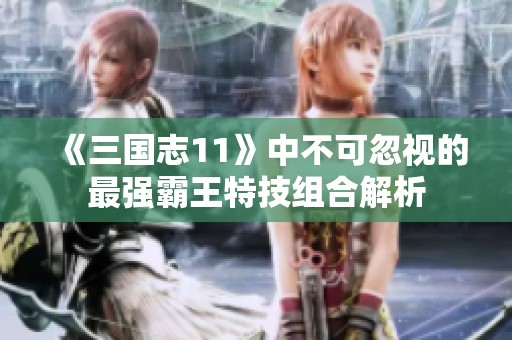 《三国志11》中不可忽视的最强霸王特技组合解析