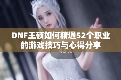 DNF王硕如何精通52个职业的游戏技巧与心得分享
