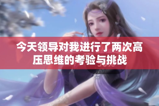 今天领导对我进行了两次高压思维的考验与挑战