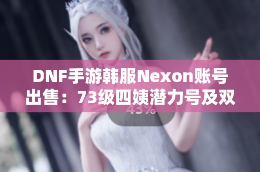 DNF手游韩服Nexon账号出售：73级四姨潜力号及双套天空装备