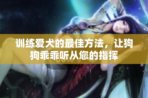 训练爱犬的最佳方法，让狗狗乖乖听从您的指挥