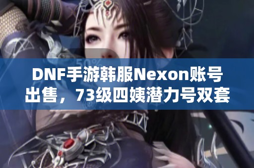 DNF手游韩服Nexon账号出售，73级四姨潜力号双套天空装备